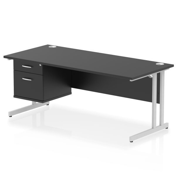 Pulse 1800mm Cantilever Straight Desk With Single Fixed Pedestal - Image 45