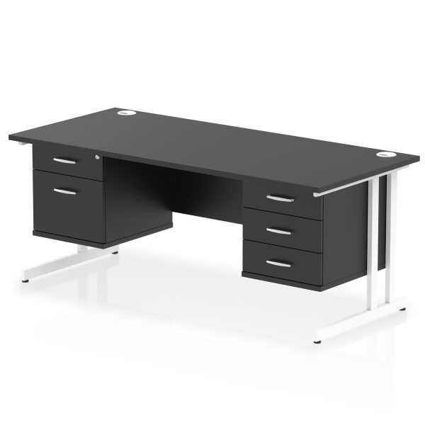 Pulse 1800mm Cantilever Straight Desk With Two Fixed Pedestal - Image 65