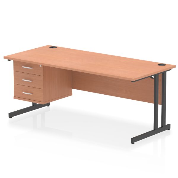 Pulse 1800mm Cantilever Straight Desk With Single Fixed Pedestal - Image 55
