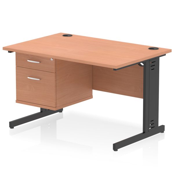 Pulse 1200mm Cable Managed Straight Desk With Single Fixed Pedestal - Image 25