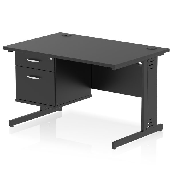 Pulse 1200mm Cable Managed Straight Desk With Single Fixed Pedestal - Image 26