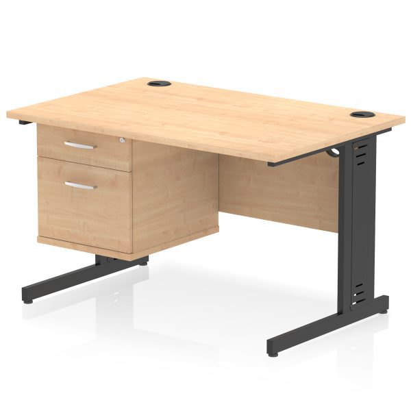 Pulse 1200mm Cable Managed Straight Desk With Single Fixed Pedestal - Image 29