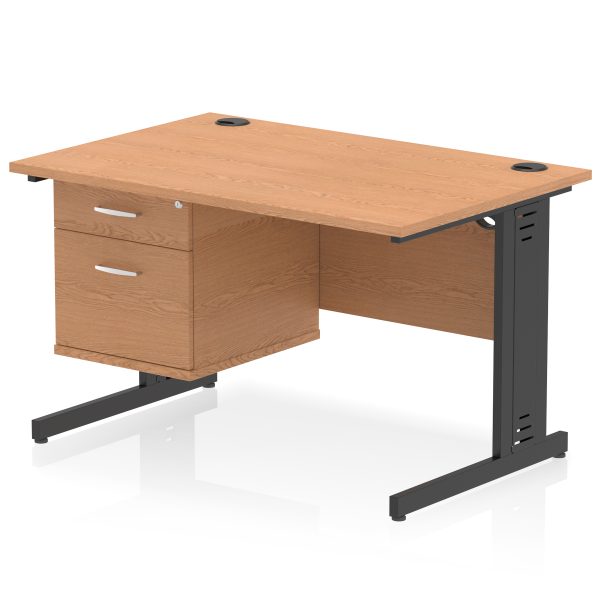 Pulse 1200mm Cable Managed Straight Desk With Single Fixed Pedestal - Image 30