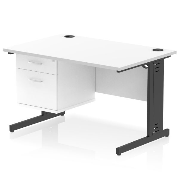 Pulse 1200mm Cable Managed Straight Desk With Single Fixed Pedestal - Image 31