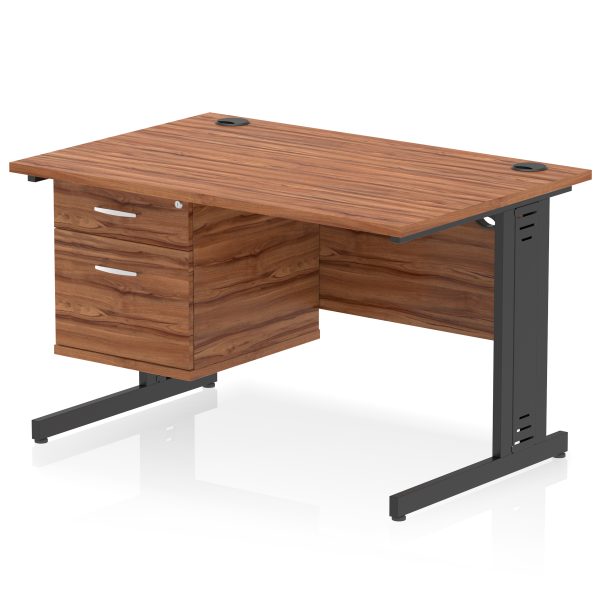 Pulse 1200mm Cable Managed Straight Desk With Single Fixed Pedestal - Image 32