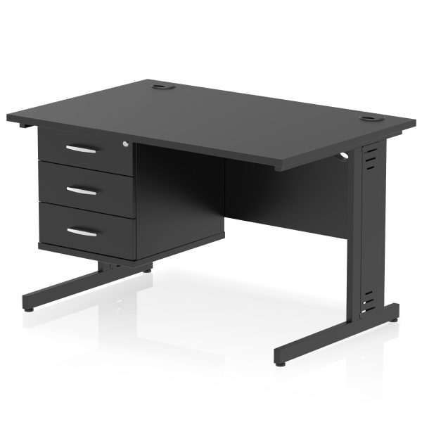 Pulse 1200mm Cable Managed Straight Desk With Single Fixed Pedestal - Image 35