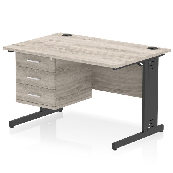 Pulse 1200mm Cable Managed Straight Desk With Single Fixed Pedestal - Image 36
