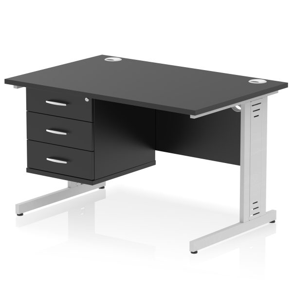 Pulse 1200mm Cable Managed Straight Desk With Single Fixed Pedestal - Image 37