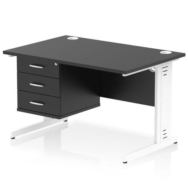 Pulse 1200mm Cable Managed Straight Desk With Single Fixed Pedestal - Image 42