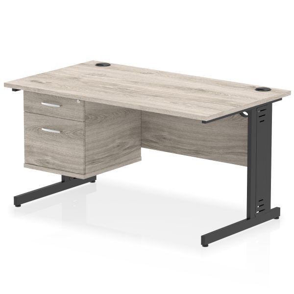 Pulse 1400mm Cable Managed Straight Desk With Single Fixed Pedestal - Image 27