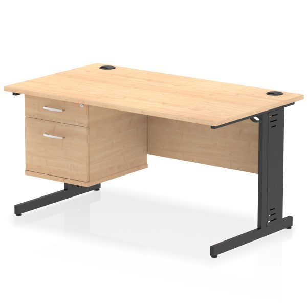 Pulse 1400mm Cable Managed Straight Desk With Single Fixed Pedestal - Image 29