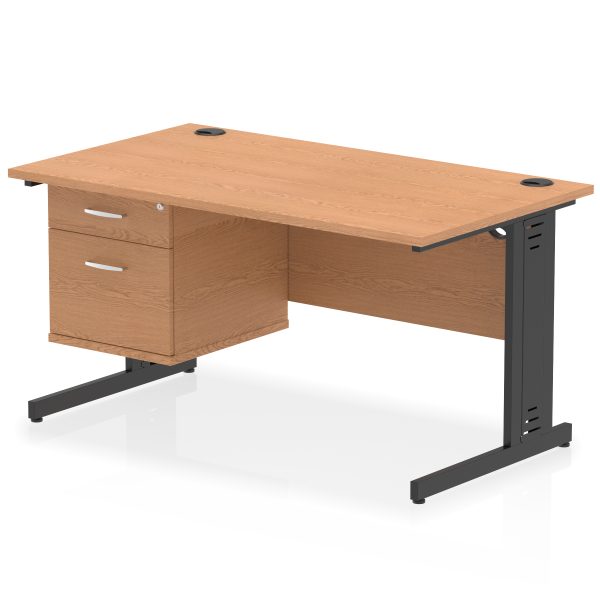 Pulse 1400mm Cable Managed Straight Desk With Single Fixed Pedestal - Image 30