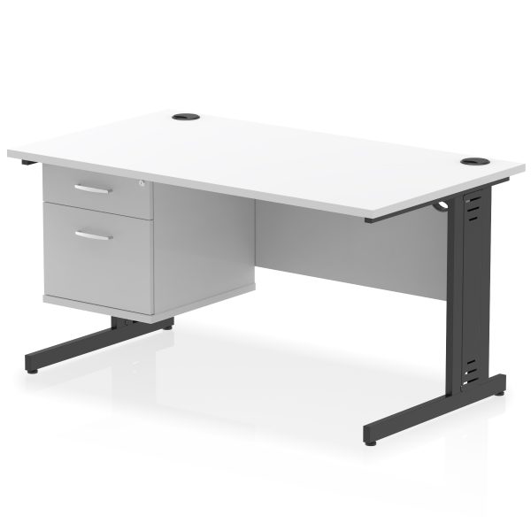 Pulse 1400mm Cable Managed Straight Desk With Single Fixed Pedestal - Image 31