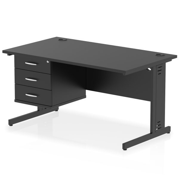 Pulse 1400mm Cable Managed Straight Desk With Single Fixed Pedestal - Image 35