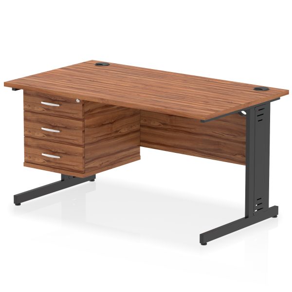 Pulse 1400mm Cable Managed Straight Desk With Single Fixed Pedestal - Image 41