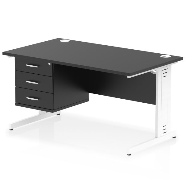 Pulse 1400mm Cable Managed Straight Desk With Single Fixed Pedestal - Image 42