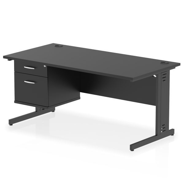 Pulse 1600mm Cable Managed Straight Desk With Single Fixed Pedestal - Image 46