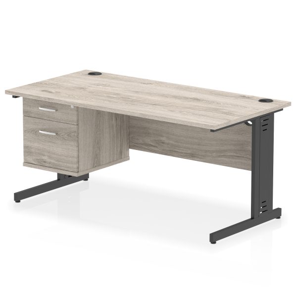 Pulse 1600mm Cable Managed Straight Desk With Single Fixed Pedestal - Image 47