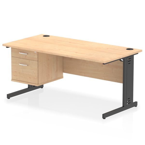 Pulse 1600mm Cable Managed Straight Desk With Single Fixed Pedestal - Image 49