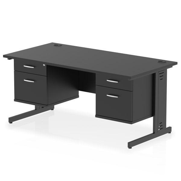 Pulse 1600mm Cable Managed Straight Desk With Two Fixed Pedestal - Image 48