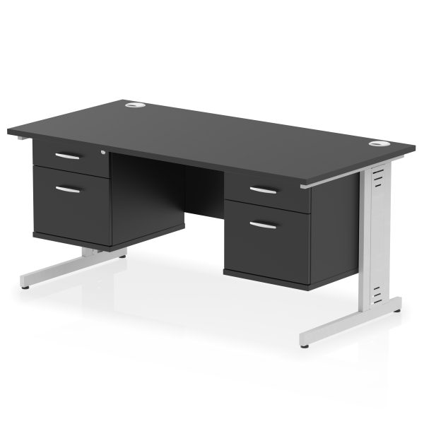 Pulse 1600mm Cable Managed Straight Desk With Two Fixed Pedestal - Image 50