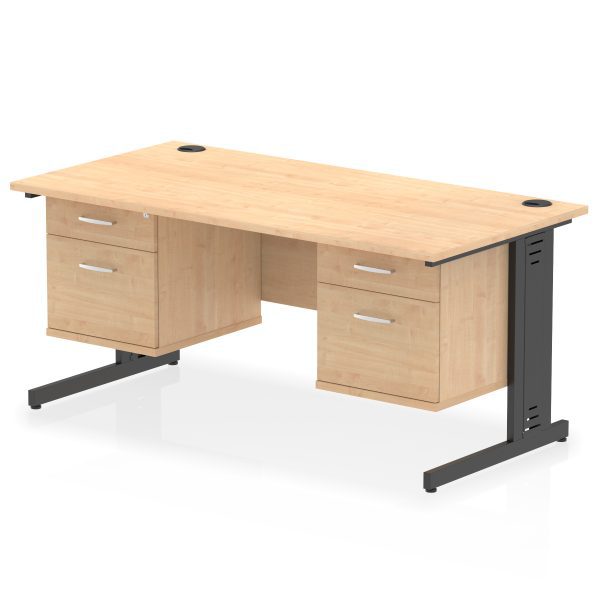 Pulse 1600mm Cable Managed Straight Desk With Two Fixed Pedestal - Image 51