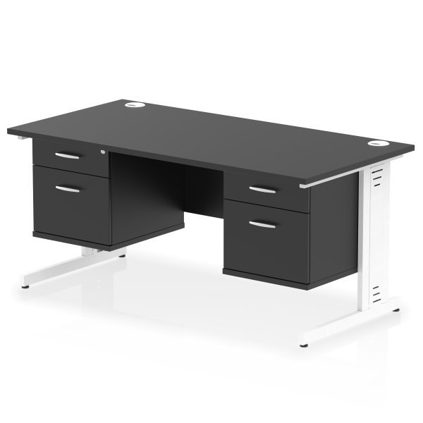 Pulse 1600mm Cable Managed Straight Desk With Two Fixed Pedestal - Image 55