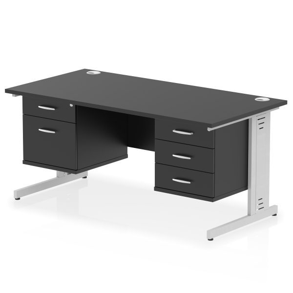 Pulse 1600mm Cable Managed Straight Desk With Two Fixed Pedestal - Image 59