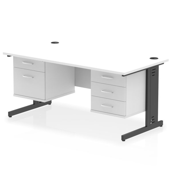 Pulse 1600mm Cable Managed Straight Desk With Two Fixed Pedestal - Image 62