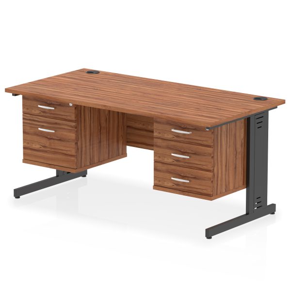 Pulse 1600mm Cable Managed Straight Desk With Two Fixed Pedestal - Image 63