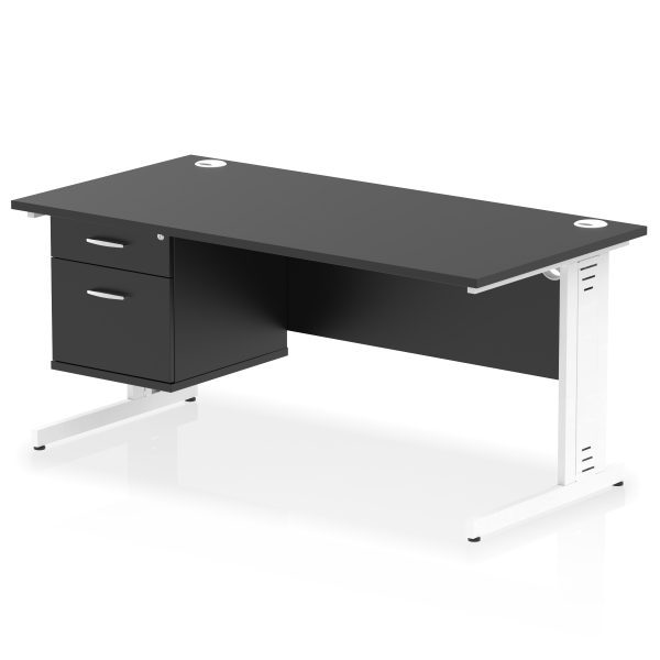 Pulse 1600mm Cable Managed Straight Desk With Single Fixed Pedestal - Image 53