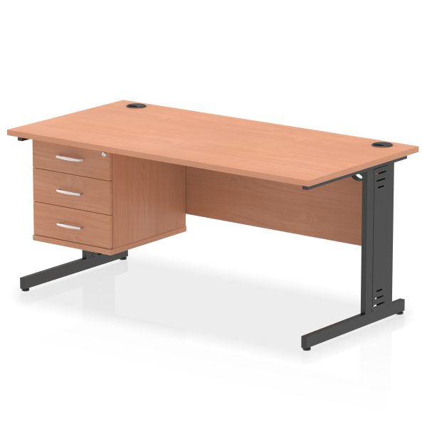 Pulse 1600mm Cable Managed Straight Desk With Single Fixed Pedestal - Image 54