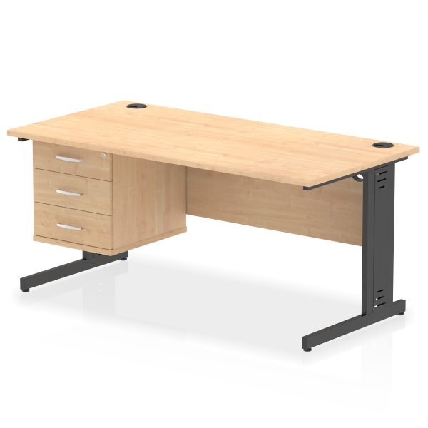 Pulse 1600mm Cable Managed Straight Desk With Single Fixed Pedestal - Image 58