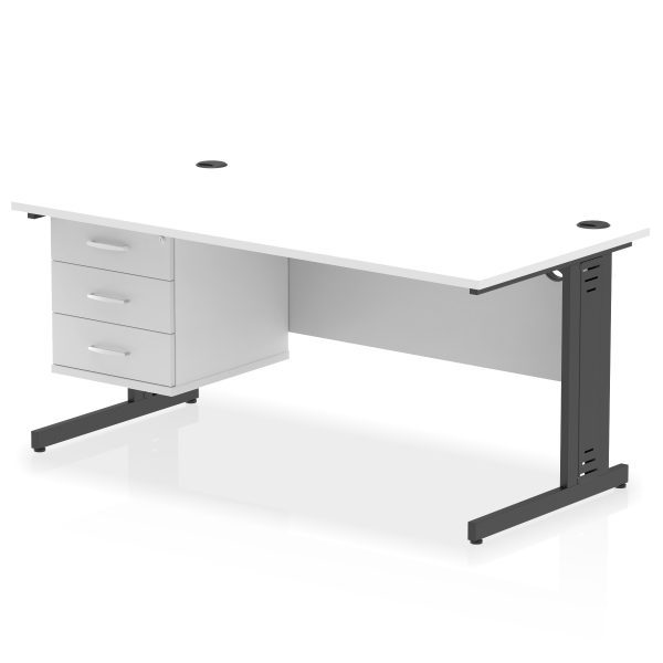 Pulse 1600mm Cable Managed Straight Desk With Single Fixed Pedestal - Image 60