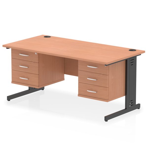 Pulse 1600mm Cable Managed Straight Desk With Two Fixed Pedestal - Image 65