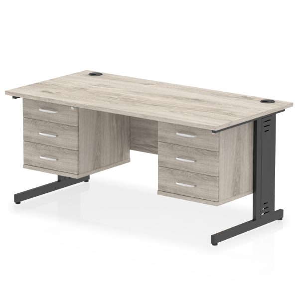 Pulse 1600mm Cable Managed Straight Desk With Two Fixed Pedestal - Image 67