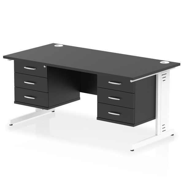 Pulse 1600mm Cable Managed Straight Desk With Two Fixed Pedestal - Image 73