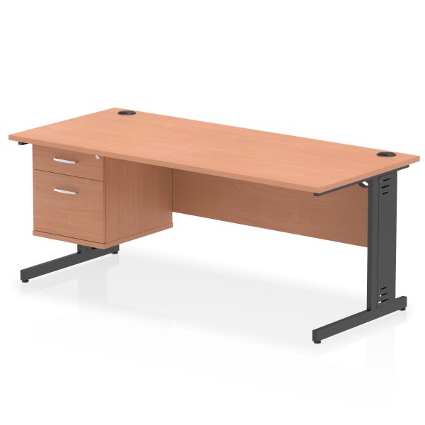 Pulse 1800mm Cable Managed Straight Desk With Single Fixed Pedestal - Image 45