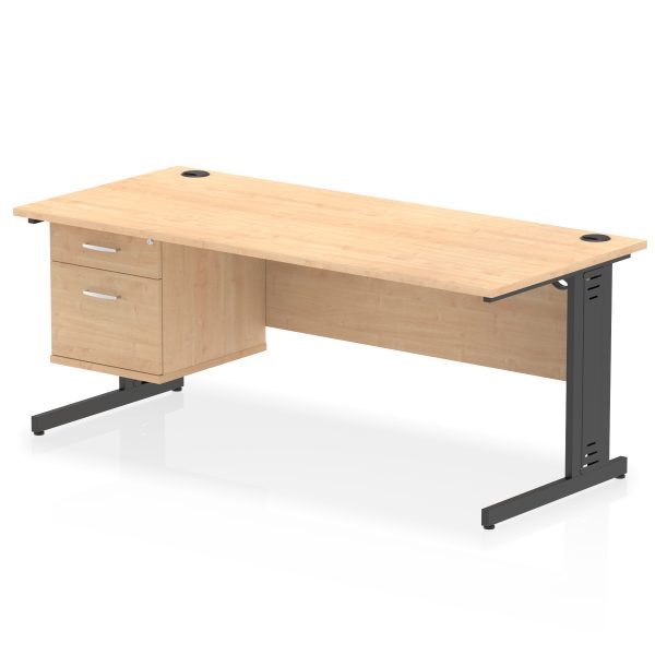 Pulse 1800mm Cable Managed Straight Desk With Single Fixed Pedestal - Image 49