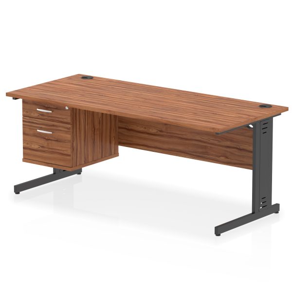Pulse 1800mm Cable Managed Straight Desk With Single Fixed Pedestal - Image 52