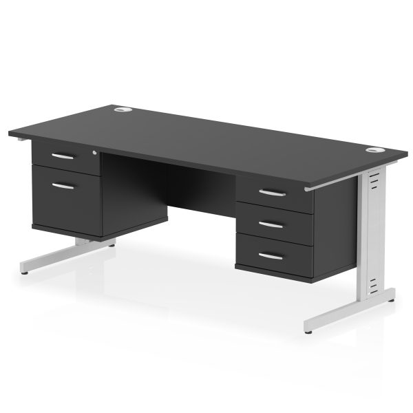 Pulse 1800mm Cable Managed Straight Desk With Two Fixed Pedestal - Image 59