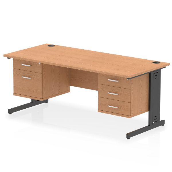 Pulse 1800mm Cable Managed Straight Desk With Two Fixed Pedestal - Image 61
