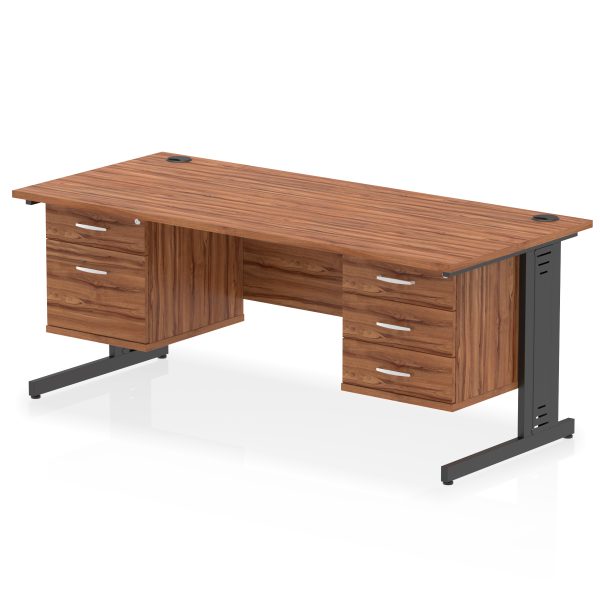 Pulse 1800mm Cable Managed Straight Desk With Two Fixed Pedestal - Image 63