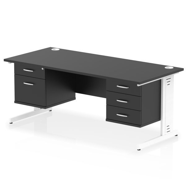 Pulse 1800mm Cable Managed Straight Desk With Two Fixed Pedestal - Image 64