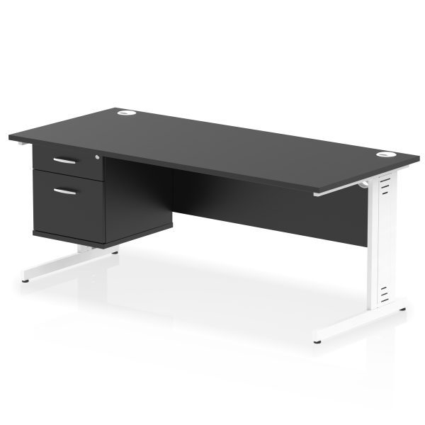 Pulse 1800mm Cable Managed Straight Desk With Single Fixed Pedestal - Image 53