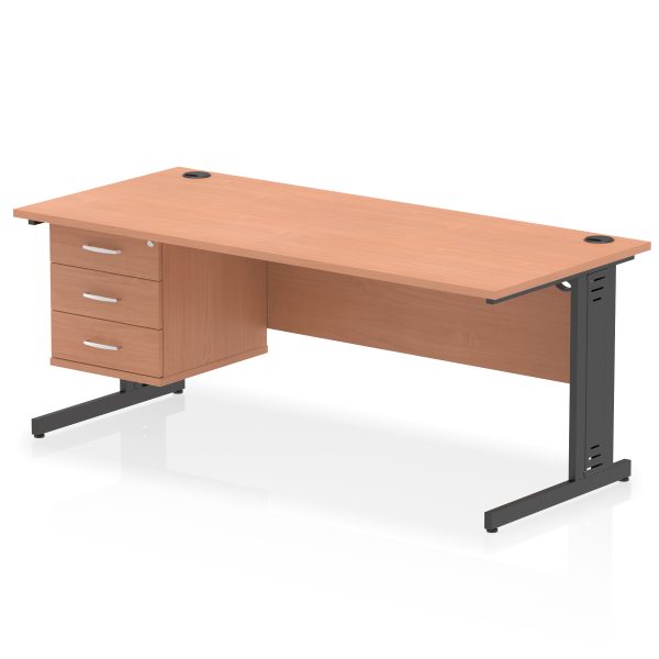 Pulse 1800mm Cable Managed Straight Desk With Single Fixed Pedestal - Image 54