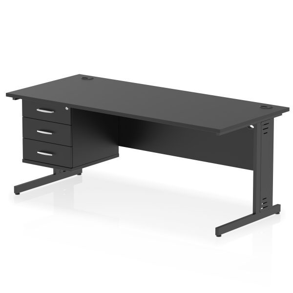 Pulse 1800mm Cable Managed Straight Desk With Single Fixed Pedestal - Image 55