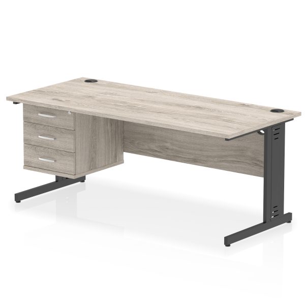 Pulse 1800mm Cable Managed Straight Desk With Single Fixed Pedestal - Image 56