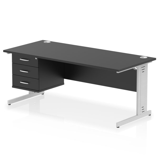 Pulse 1800mm Cable Managed Straight Desk With Single Fixed Pedestal - Image 57