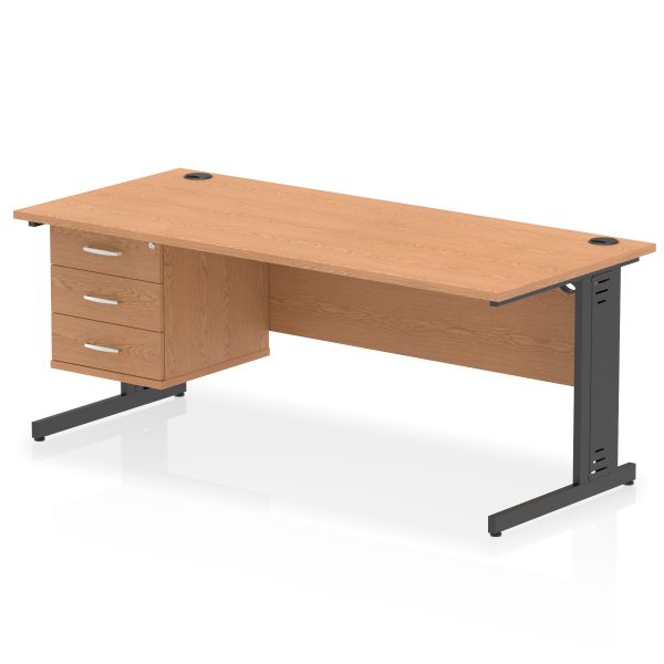 Pulse 1800mm Cable Managed Straight Desk With Single Fixed Pedestal - Image 59